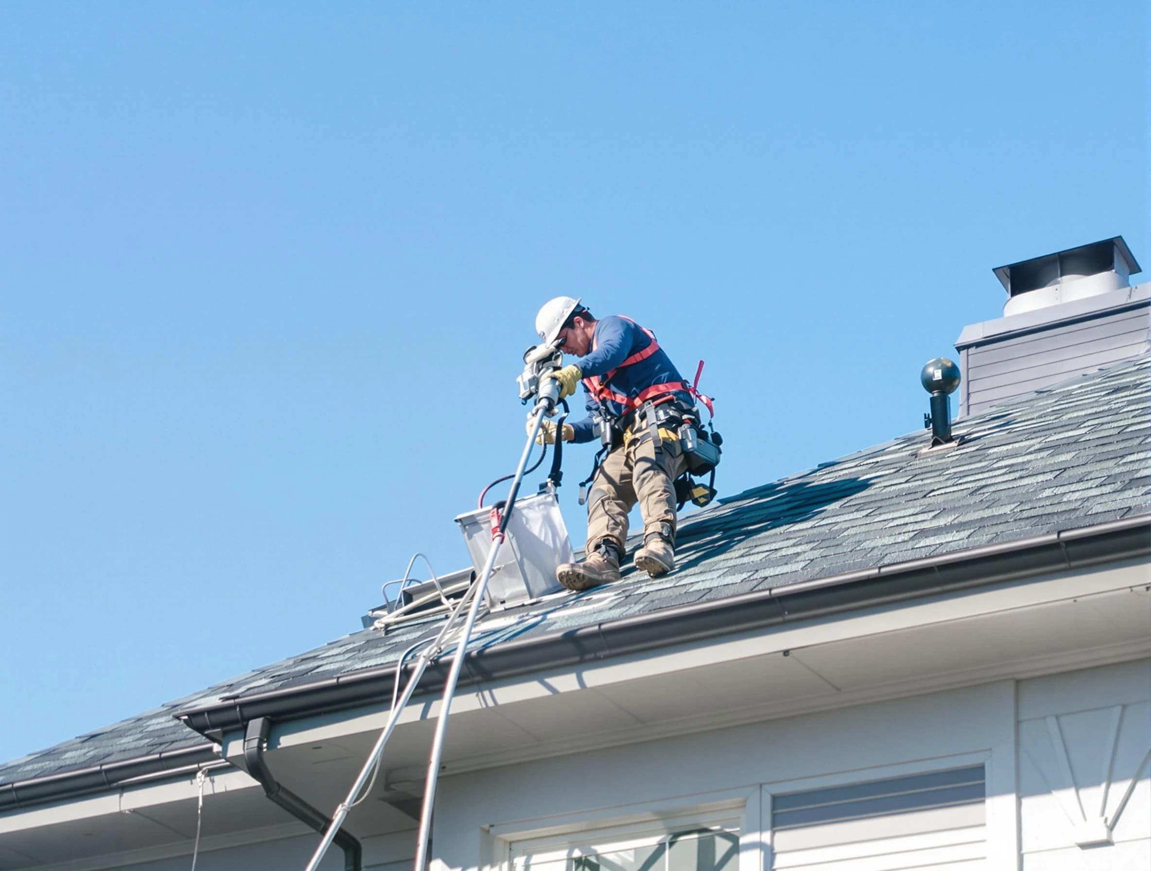 Coopertown Dryer Vent Cleaning certified technician cleaning a roof-mounted dryer vent system in Coopertown