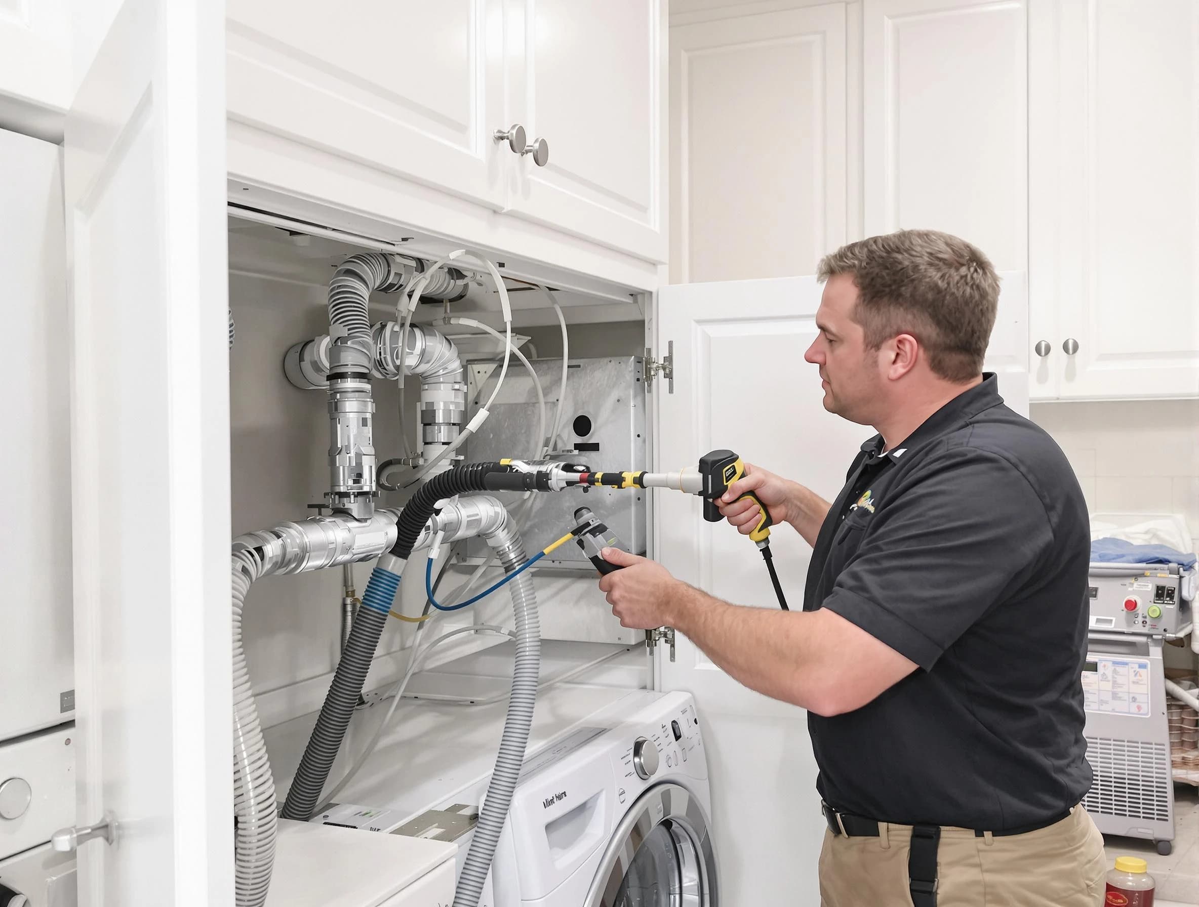 Coopertown Dryer Vent Cleaning professional removing severe blockage from a clogged dryer vent in Coopertown