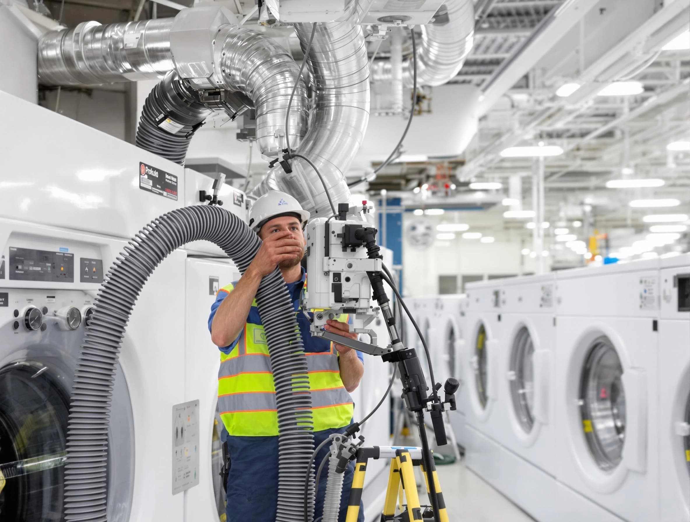 Coopertown Dryer Vent Cleaning team performing commercial-grade dryer vent cleaning at a business facility in Coopertown