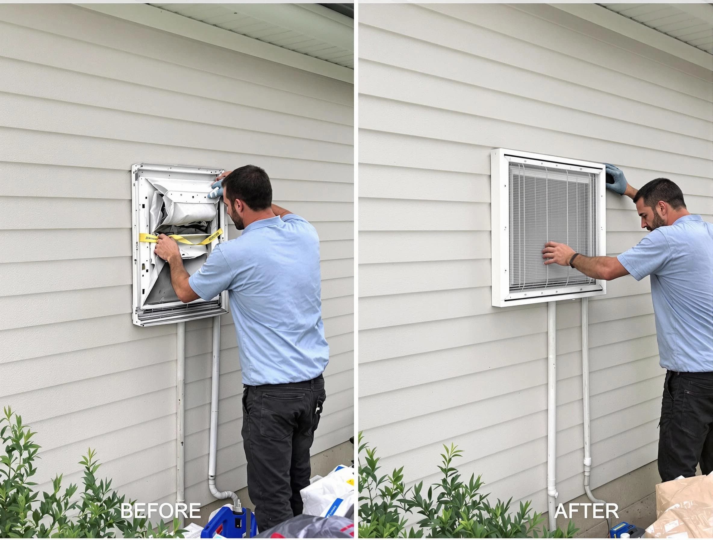 Coopertown Dryer Vent Cleaning technician installing high-quality dryer vent cover at a residential property in Coopertown